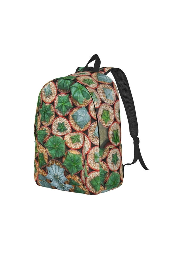 Cactus 4 Pattern Durable Canvas Backpack for Men & Women – Stylish & Lightweight – Adjustable Straps, Multiple Pockets – Fits 15-17 Inch LaptopsMedium
