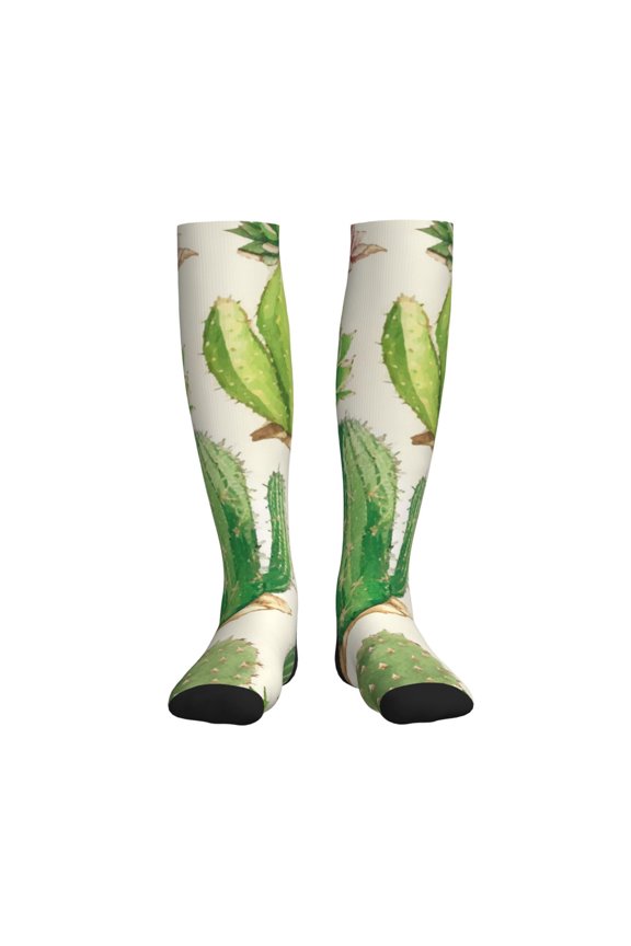 Cactus And Succulent Compression Socks for Women and Men 20-30mmHg-Circulation Support Socks Knee High Nurse Pregnant Running Medical and Travel Athletic