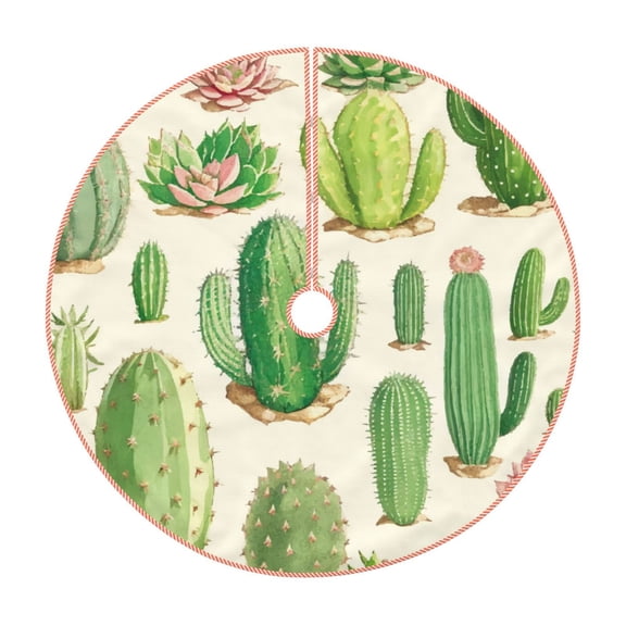 Rateoe Cactus And Succulent Pattern Christmas Tree Skirt with Ties , Christmas Tree Decorations, Farmhouse Christmas Decor Xmas Holiday Decorations-