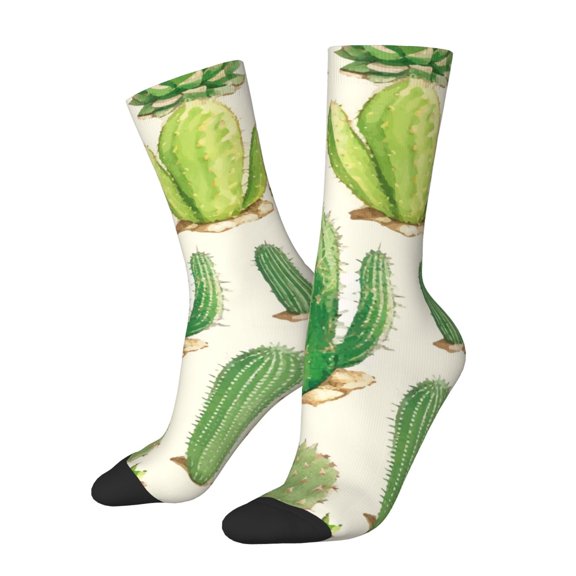 Rateoe Cactus And Succulent for Women Casual Calf Socks - Cute Crew Socks - Thin Soft Above Ankle Socks Size 5-11