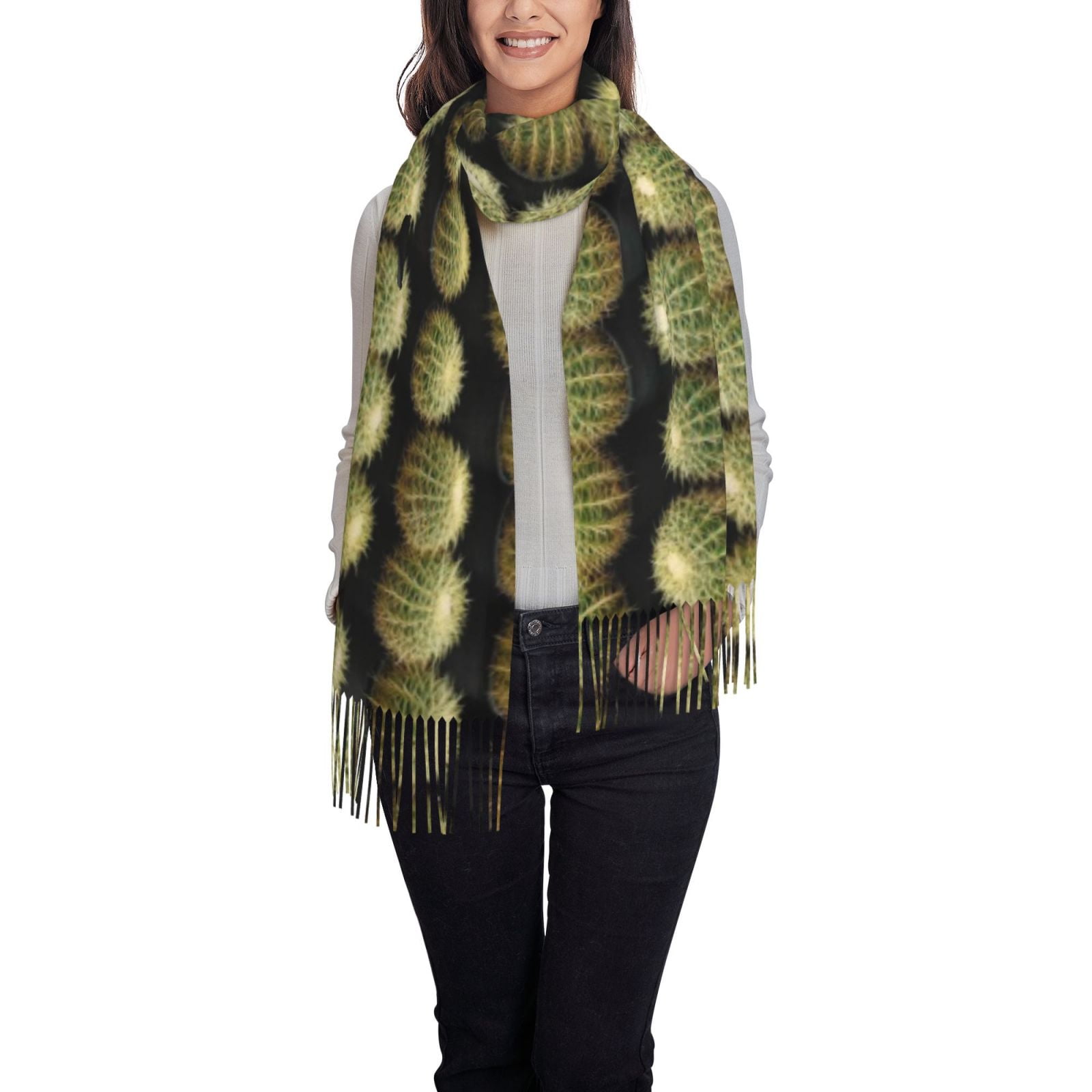 Rateoe Cactus Farmland Women's Traditional Scarf Wrap Tassel Shawl