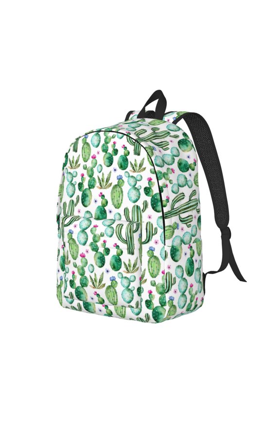 Cactus Plants1 Pattern Durable Canvas Backpack for Men & Women – Stylish & Lightweight – Adjustable Straps, Multiple Pockets – Fits 15-17 Inch LaptopsMedium