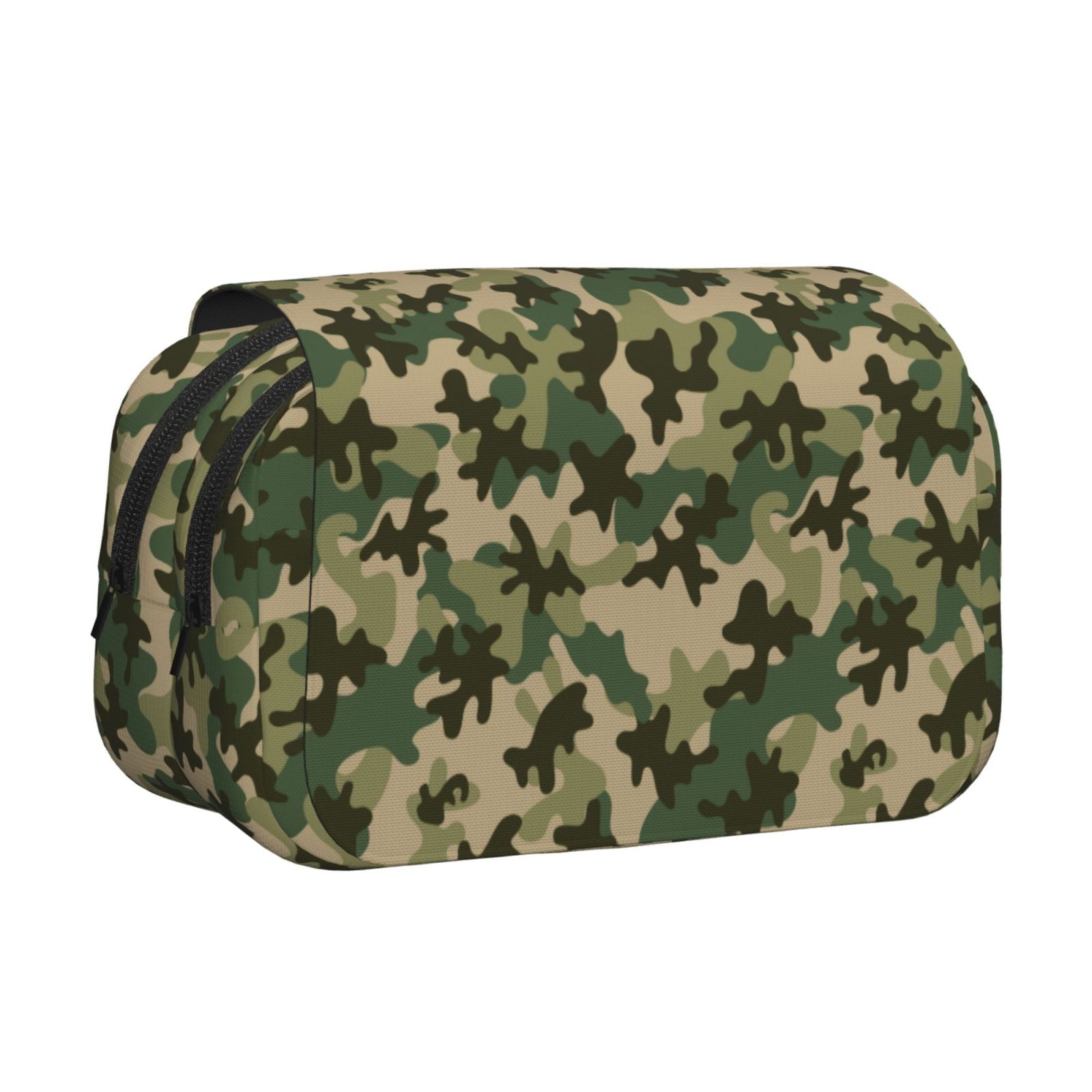 Rateoe Camouflag Pattern Double Clamshell Pen Case, Storage Organizer with Two Zipper Compartments– Holds Up to 50 Pencils & Pens