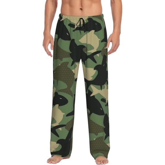 Rateoe Camouflage Shark Pattern Men’s Ultra-Soft Comfy Pajama Lounge Pants Sleepwear,Comfortable Lounge Wear,lightweight Pajamas, Casual Home Wear-Small