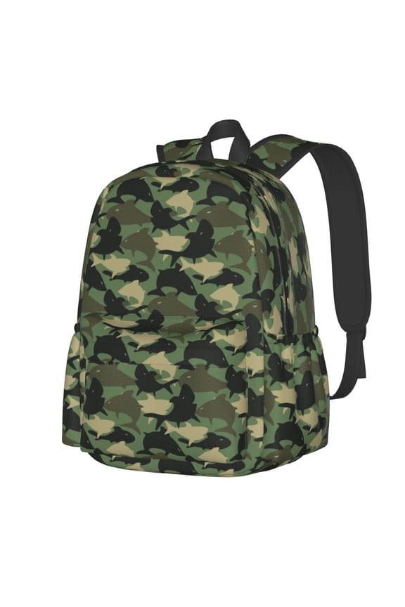Camouflage Shark Pattern Student Backpack,Backpack for School,Lightweight Bag,Travel Backpack,Outdoor Backpack,Large Capacity Backpack