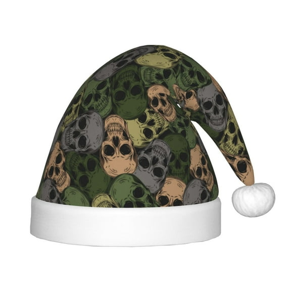 Rateoe Camouflage Skulls Santa Hat Confortable Christmas Hat for Christmas Party Favors Fit for Kids