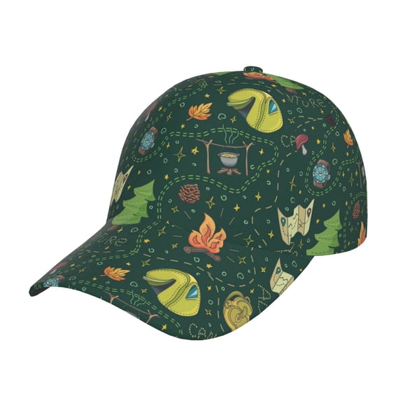 Rateoe Camp In The Forest Pattern Baseball Cap Outdoor Cap Mountain Dad Hat - Unstructured Soft Cotton Cap-Adjustable UV Protection Cap