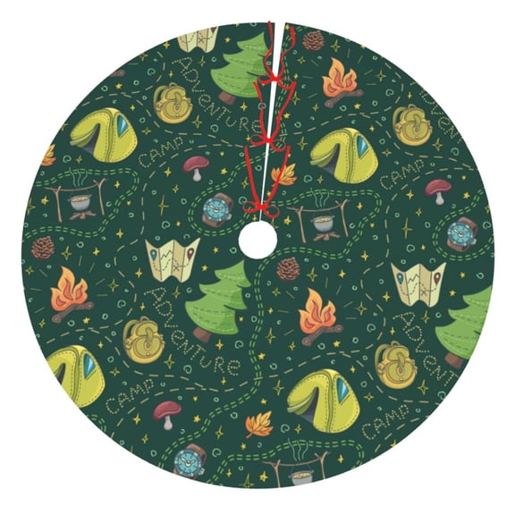 Rateoe Camp In The Forest Print Christmas Tree Skirt 30" for Xmas Holiday New Year Party Circle Tree Mat Ornaments Decoration