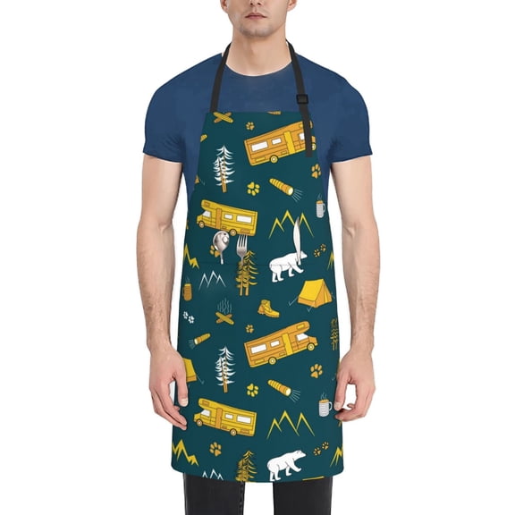 Rateoe Camping Aprons with Pocket,Men Womens Aprons Waterproof Adjustable Cooking Aprons for Kitchen Gardening and Salon