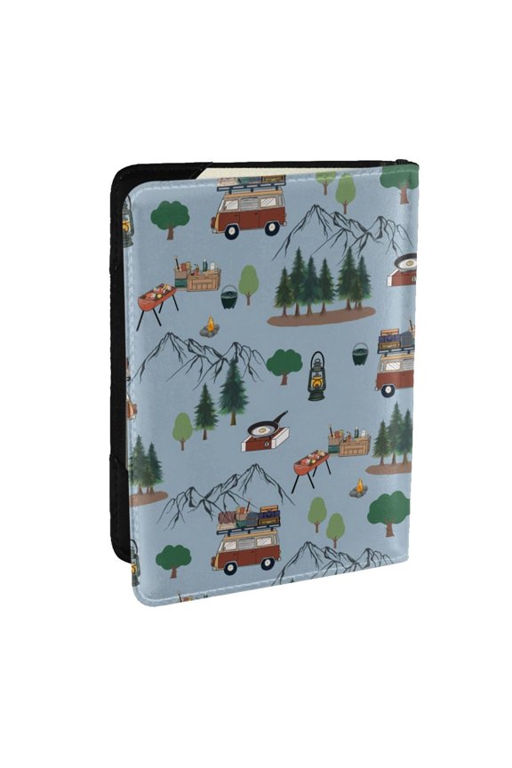 Camping Caravan Pattern Passport Holder Wallet Leather Mulit-purpose Travel Wallet Credit Cards Case ,Passport Cover for Women Men-6.5 in