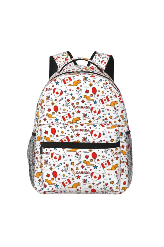 Canada Day Pattern Casual Backpack for School, Work, Travel  Adjustable Straps, Multiple Compartments  Ergonomic Design, Fits Laptops and Tablets