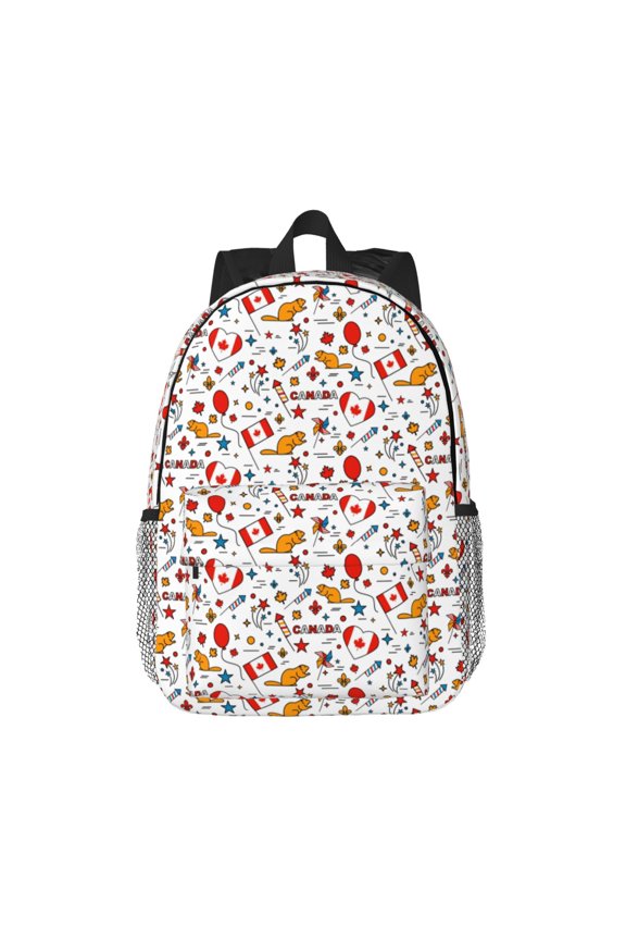 Canada Day Pattern Student Backpack Water-resistant Backpack 15-inch Laptop Backpack Lightweight Adjustable School Backpack