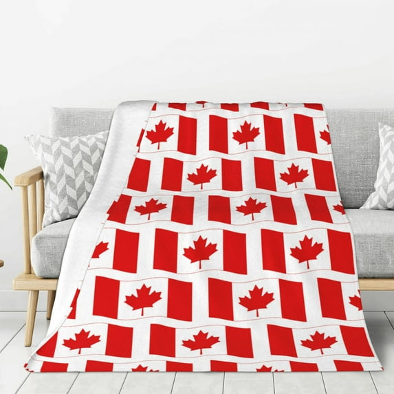 Rateoe Canada Pattern Flannel Throw Blanket, Ultra-soft Blanket for Bed, Couch, Car, Hypoallergenic Anti-pilling blanket-80"x60"(Vertical)