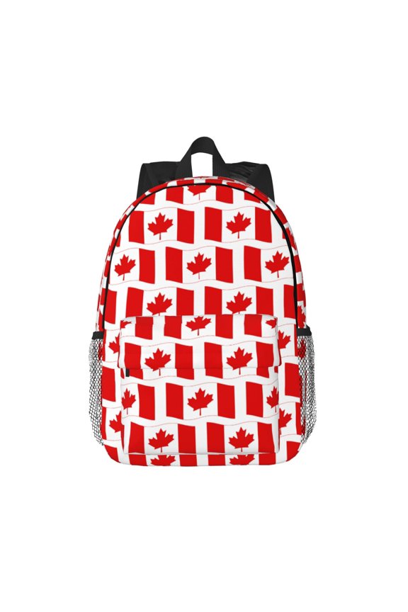 Canada Pattern Student Backpack Water-resistant Backpack 15-inch Laptop Backpack Lightweight Adjustable School Backpack