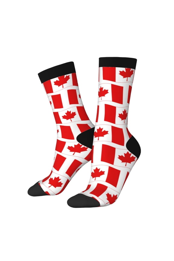 Canada for Women Casual Calf Socks - Cute Crew Socks - Thin Soft Above Ankle Socks Size 5-11