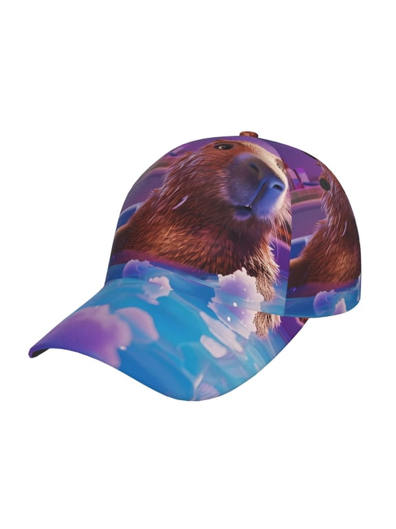 Capybara Bathtub Fun Pattern Mens Baseball Cap Adjustable Curved Brim Hat, Soft Cotton Sports Cap for Outdoor, Casual, and Everyday Wear, Comfortable & Breathable
