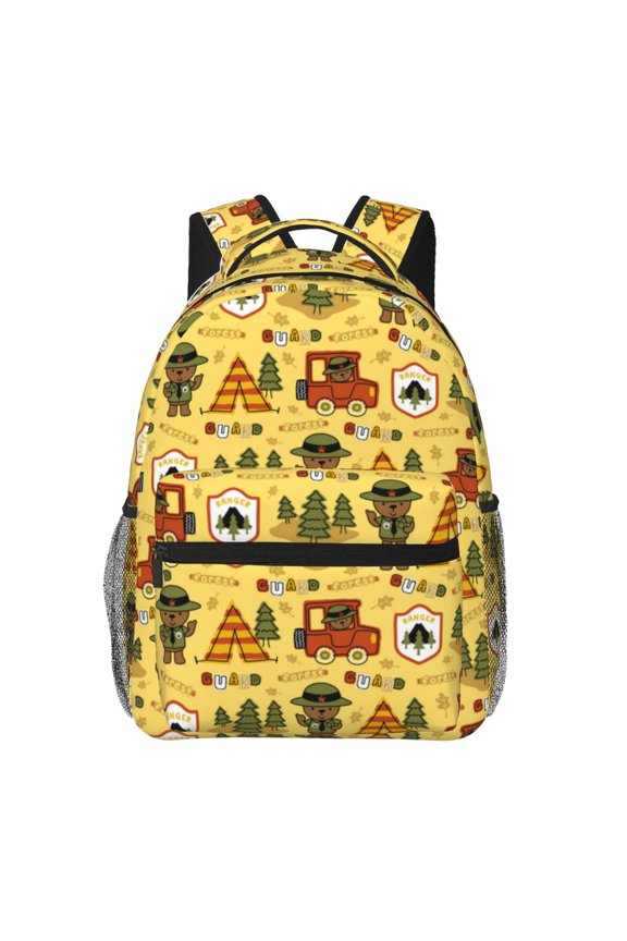 Car Tent Trees Pattern Casual Backpack for School, Work, Travel Adjustable Straps, Multiple Compartments Ergonomic Design, Fits Laptops and Tablets