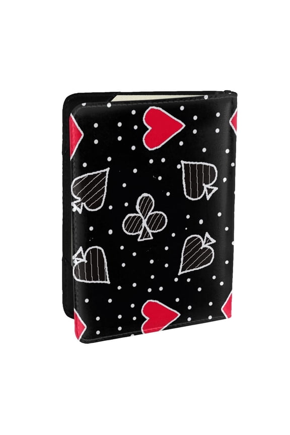 Card Suits Pattern Passport Holder Wallet Leather Mulit-purpose Travel Wallet Credit Cards Case ,Passport Cover for Women Men-6.5 in