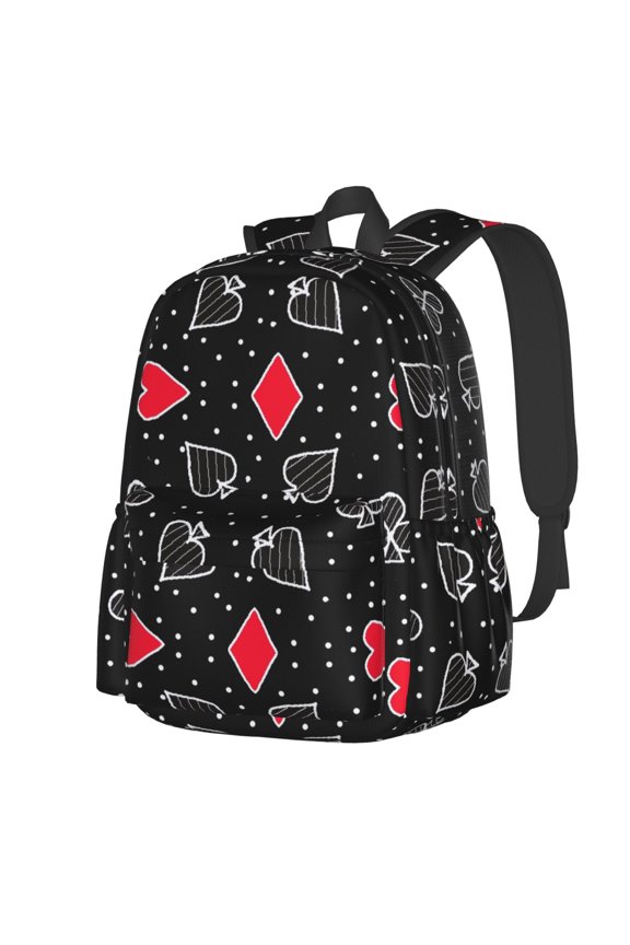 Card Suits Pattern Student Backpack,Backpack for School,Lightweight Bag,Travel Backpack,Outdoor Backpack,Large Capacity Backpack