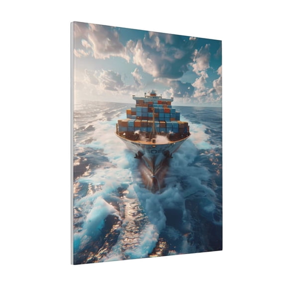 Rateoe Cargo Ship At Sea Pattern Decorative Picture – Unique Modern Wall Art, Ready-to-Hang Canvas Print for Home (Vertical)