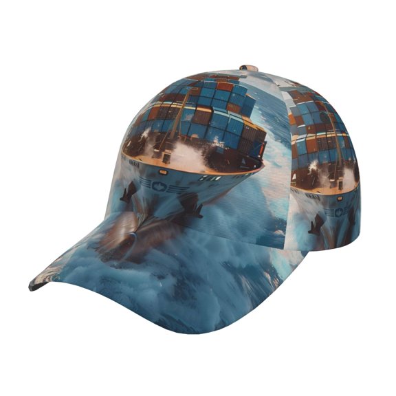 Rateoe Cargo Ship At Sea Pattern Men’s Baseball Cap – Adjustable Curved Brim Hat, Soft Cotton Sports Cap for Outdoor, Casual, and Everyday Wear, Comfortable & Breathable