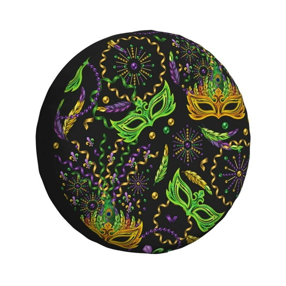 Rateoe Carnival Mardi Gras3 Pattern Tire Cover Wheel Protectors Weatherproof Wheel Covers Universal Fit for Trailer Rv SUV Truck Camper Travel Trailers Accessories-15 inch