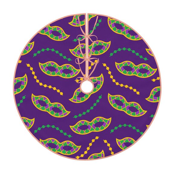 Rateoe Carnival Masks and Beads Pattern Christmas Tree Skirt with Ties , Christmas Tree Decorations, Farmhouse Christmas Decor Xmas Holiday Decorations-30"