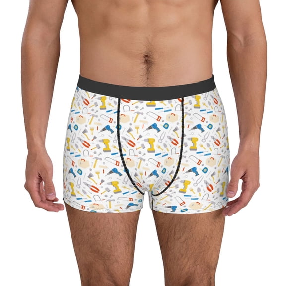 Rateoe Carpenter tools Mens Boxer Briefs Poly Spandex Performance Boxer Briefs Underwear Hem Boxer Briefs-