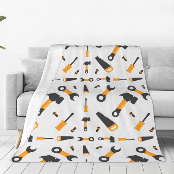Rateoe Carpenter tools Print Fuzzy Fleece Throw Blanket Extra Large,Super Soft,Fluffy and Warm Blankets for Couch,Bed,All Season Use-50"x40"