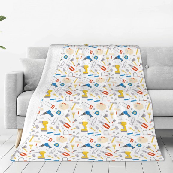 Rateoe Carpenter tools Print Fuzzy Fleece Throw Blanket Extra Large,Super Soft,Fluffy and Warm Blankets for Couch,Bed,All Season Use-