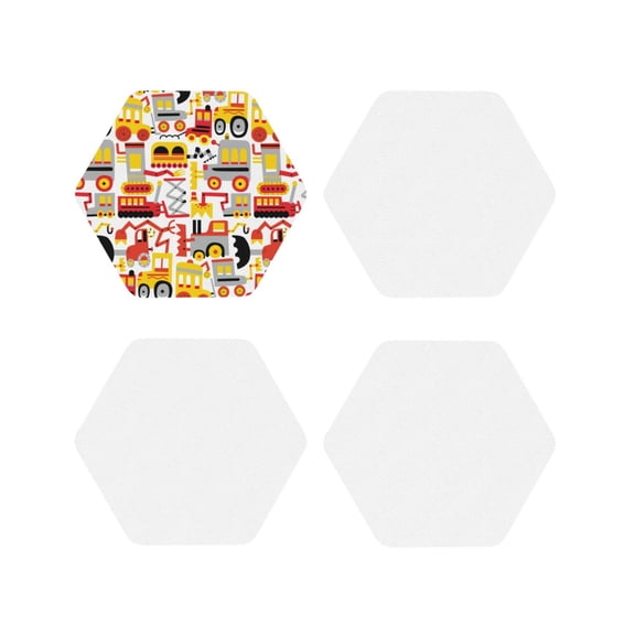 Rateoe Cars Drawing Drink Coasters Set of 4 Leather Coasters Spill Protection for Table Desk,Durable and Non Slip Leather Coaster ,4 Inches Drink Mats-Hexagon