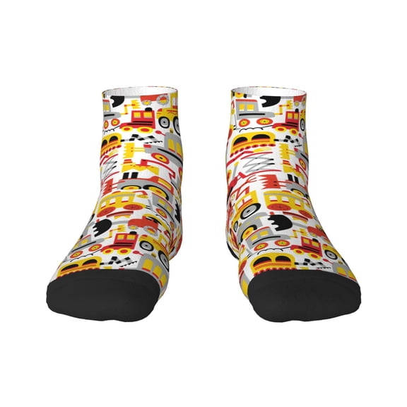 Rateoe Cars Pattern Quarter Crew Socks,Toe Seamed Ankle Socks,Cotton Cushioned Breathable Athletic Crew Sports Socks