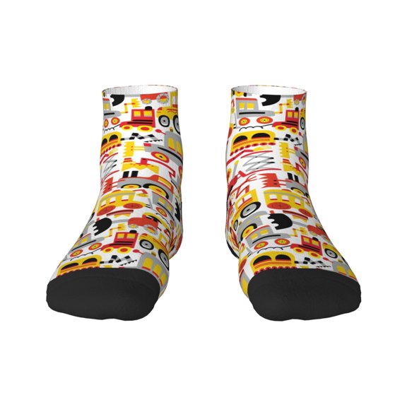 Rateoe Cars Pattern Quarter Crew Socks,Toe Seamed Ankle Socks,Cotton Cushioned Breathable Athletic Crew Sports Socks