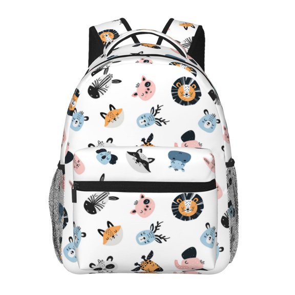 Rateoe Cartoon Animals Pattern Casual Backpack for School, Work, Travel – Adjustable Straps, Multiple Compartments – Ergonomic Design, Fits Laptops and Tablets