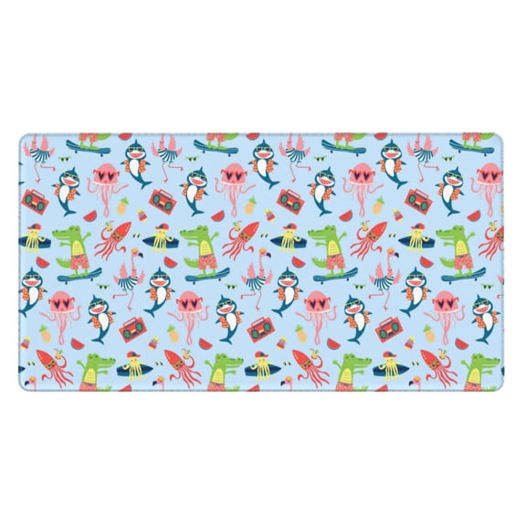 Rateoe Cartoon Animals Print Mouse Pad - Extended Large Gaming Mousepad,Non-Slip Stitched Edge,16x29.5 Inch