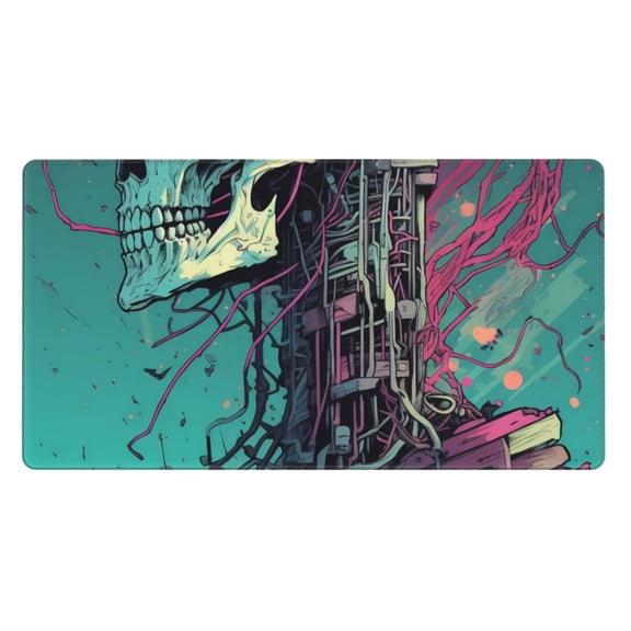 Rateoe Cartoon Art Skull Print Mouse Pad - Extended Large Gaming Mousepad,Non-Slip Stitched Edge,16x29.5 Inch