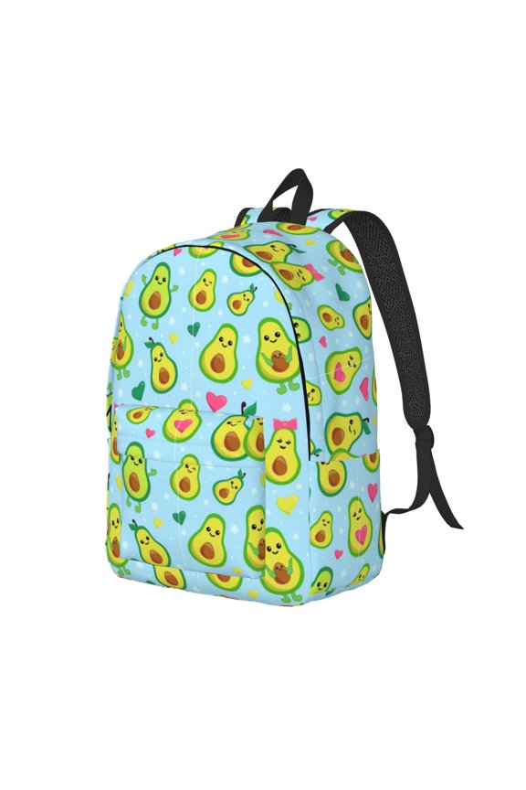 Cartoon Avocado Pattern Durable Canvas Backpack for Men & Women – Stylish & Lightweight – Adjustable Straps, Multiple Pockets – Fits 15-17 Inch LaptopsMedium