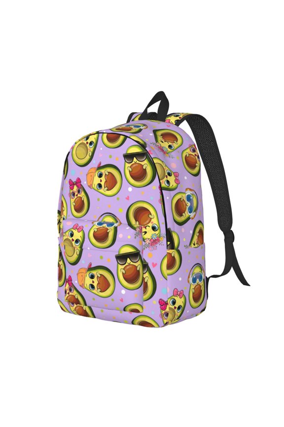 Cartoon Avocados Pattern Durable Canvas Backpack for Men & Women – Stylish & Lightweight – Adjustable Straps, Multiple Pockets – Fits 15-17 Inch LaptopsMedium