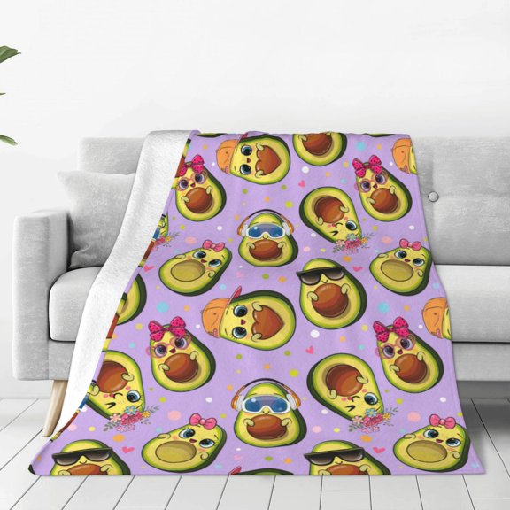 Rateoe Cartoon Avocados Print Fuzzy Fleece Throw Blanket Extra Large,Super Soft,Fluffy and Warm Blankets for Couch,Bed,All Season Use (40"x30")