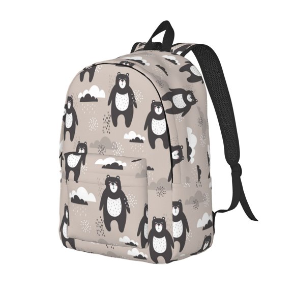 Rateoe Cartoon Bear Brown Pattern Durable Canvas Backpack for Men & Women – Stylish & Lightweight – Adjustable Straps, Multiple Pockets – Fits 15-17 Inch LaptopsSmall