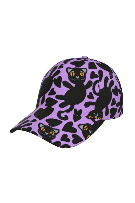 Cartoon Black Cats Pattern Mens Baseball Cap Adjustable Curved Brim Hat, Soft Cotton Sports Cap for Outdoor, Casual, and Everyday Wear, Comfortable & Breathable
