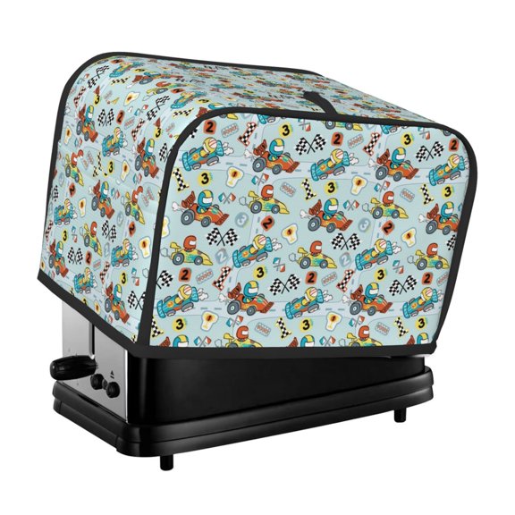 Rateoe Cartoon Car Racing Pattern Toaster Covers 2 Slice Wide Slot,Bread Machine Cover,Bread Dust Cover & Fingerprint Protection,Appliance Covers