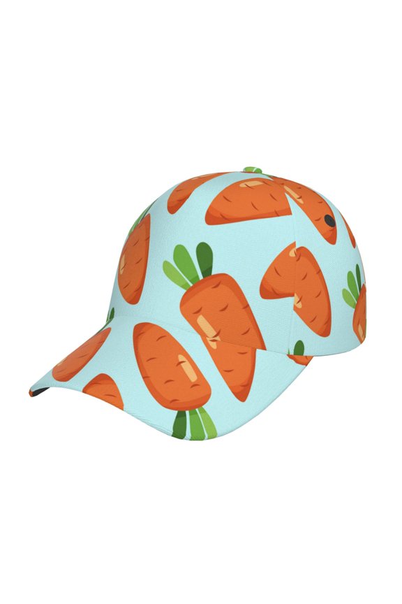 Cartoon Carrot Pattern Mens Baseball Cap Adjustable Curved Brim Hat, Soft Cotton Sports Cap for Outdoor, Casual, and Everyday Wear, Comfortable & Breathable