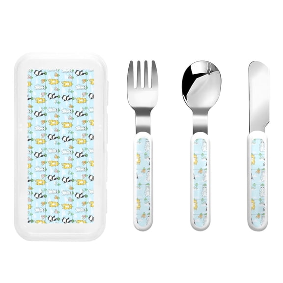 Rateoe Cartoon Cat for Stainless Steel Kids Silverware Set - Child and Toddler Safe Flatware - Children's Knife, Fork And Spoon Set