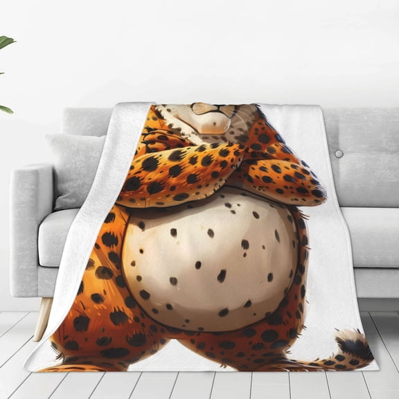 Rateoe Cartoon Cheetah With Attitude Print Fuzzy Fleece Throw Blanket Extra Large,Super Soft,Fluffy and Warm Blankets for Couch,Bed,All Season Use (60"x50")