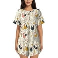 thumbnail image 1 of Rateoe Cartoon Chickens Pattern Women's Short-Sleeved Pajama Set - 2 Piece Soft and Lightweight Sleepwear Set-X-Large, 1 of 7
