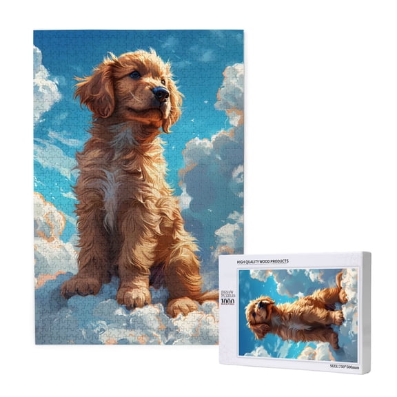 Rateoe Cartoon Cloud Puppy Pattern Wooden Picture Puzzle ,1000 Piece Jigsaw Puzzle ,Family Fun Puzzle, Home Dcor Puzzle, Gift Puzzle(Vertical style)