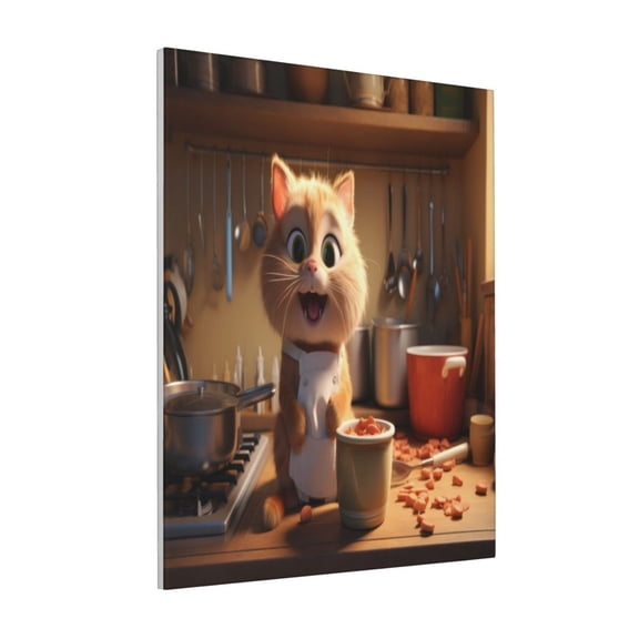 Rateoe Cartoon Cooking Cat Pattern Decorative Picture – Unique Modern Wall Art, Ready-to-Hang Canvas Print for Home (Vertical)