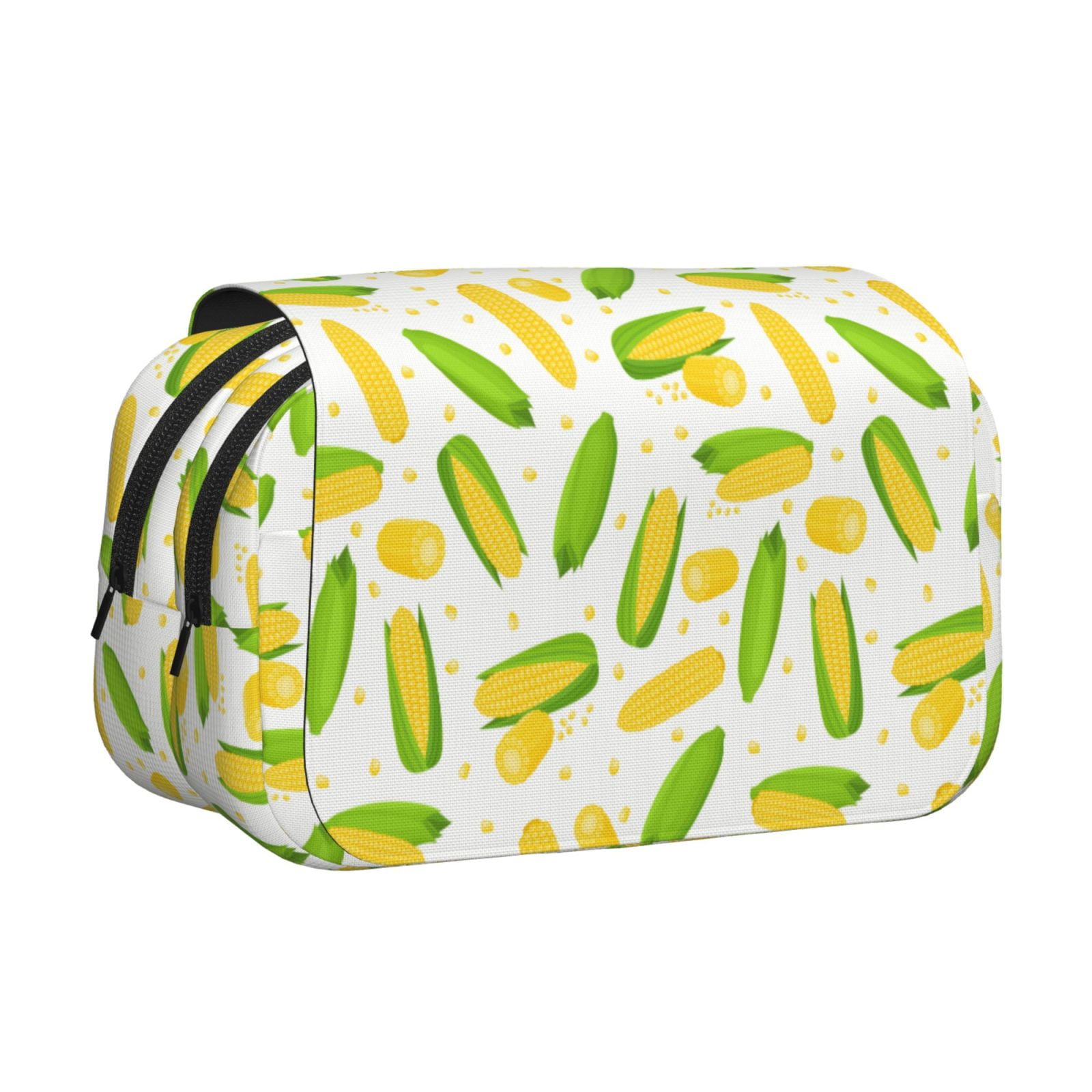 Rateoe Cartoon Corn Pattern Double Clamshell Pen Case, Storage Organizer with Two Zipper Compartments– Holds Up to 50 Pencils & Pens