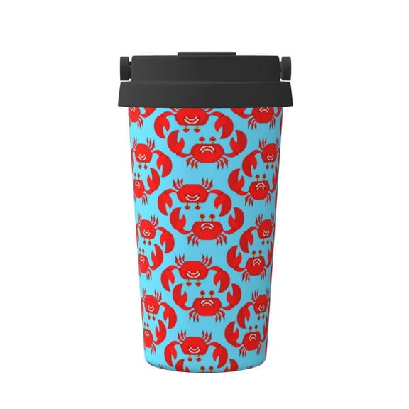 Rateoe Cartoon Crabs Pattern Travel Coffee Mug Tumbler with Flip Lid | Reusable Insulated Stainless Steel Cold Brew Iced Coffee Cup Thermos
